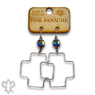 Square cross earring with Austrian crystal
