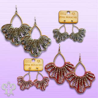 Raffia and faceted bead teardrop earring
