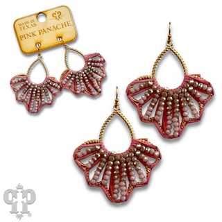 Raffia and faceted bead teardrop earring