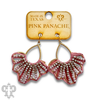 Raffia and faceted bead teardrop earring