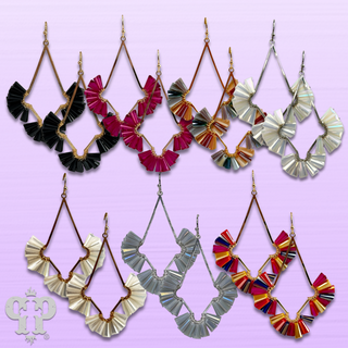 Teardrop earring with fluted beads