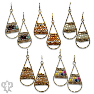 Wire wrapped beads teardrop earring, last call