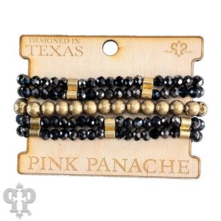 Faceted glass and gold tone bead bracelet