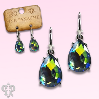 Rhinestone teardrop mini hoop earring