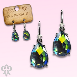 Rhinestone teardrop mini hoop earring