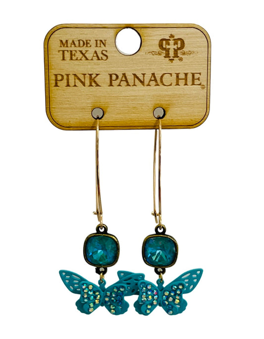 Turquoise rhinestone butterfly earring, Austrian crystal