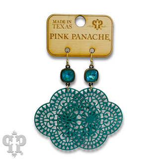 Lace design clover earring with Austrian crystal