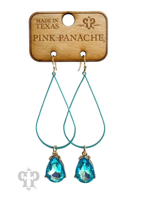 Open colorful teardrop charm earring