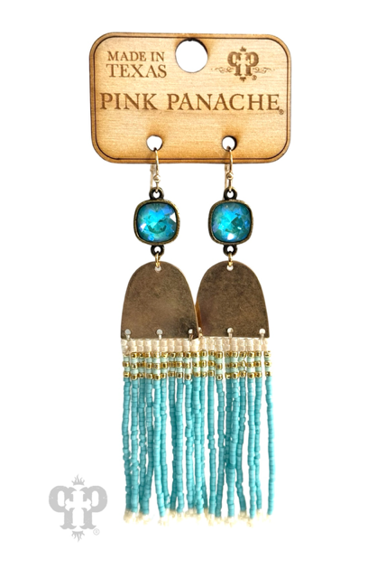 Fringe seed bead earring with Austrian crystal