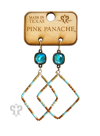 Seed bead diamond shape earring with Austrian crystal
