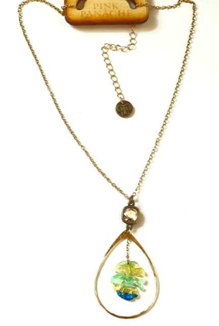 Multi-color blue charm necklace, Austrian crystal, last call