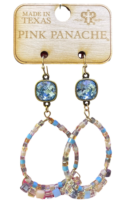 Cube bead teardrop earring with Austrian crystal