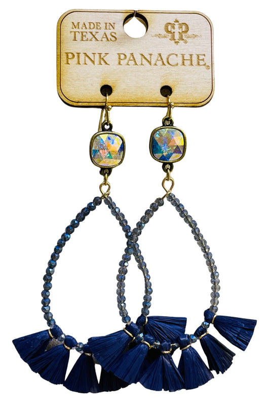 Navy tassel teardrop, Austrian crystal earring, last call