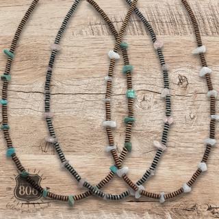 Saucer bead and stone necklace - LC