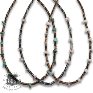 Saucer bead and stone necklace - LC