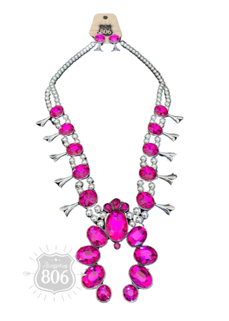 Rhinestone squash blossom necklace set