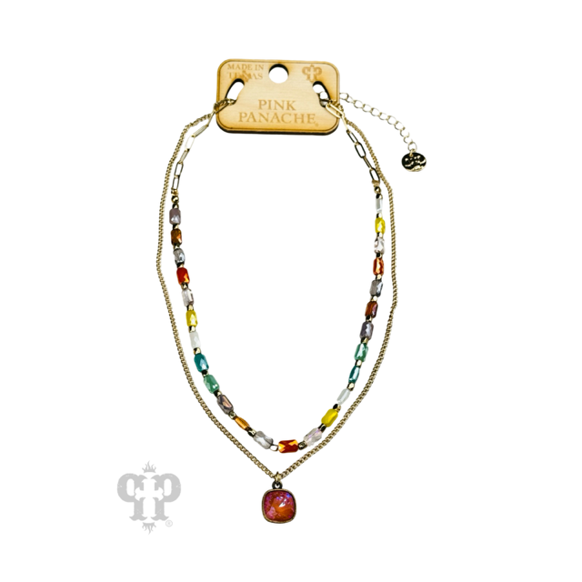 Multi-color bead necklace, Austrian crystal