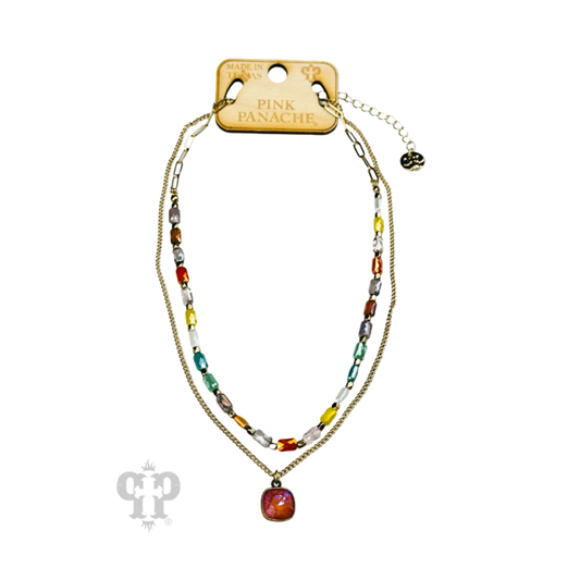 Multi-color bead necklace, Austrian crystal