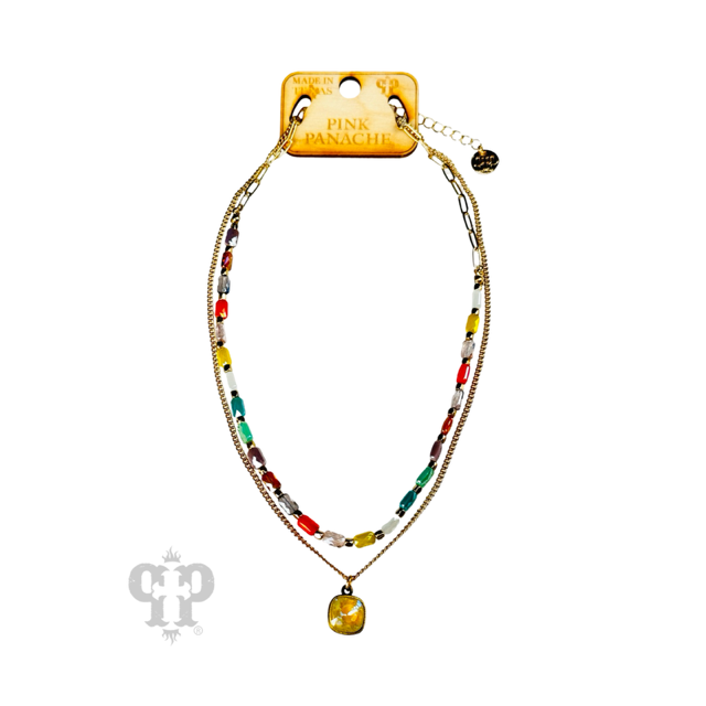 Multi-color bead necklace, Austrian crystal