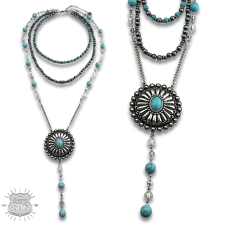 Round western concho necklace