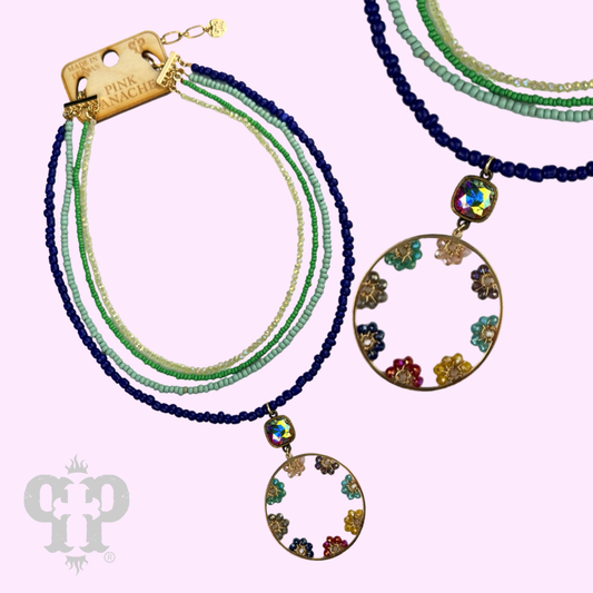 Four strand pendant necklace, Austrian crystal
