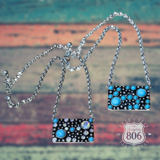 Western burnished rectangle necklace