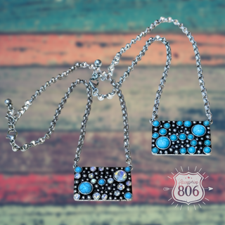 Western burnished rectangle necklace