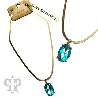 Oval rhinestone pendant necklace