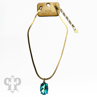 Oval rhinestone pendant necklace