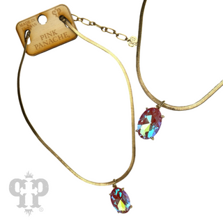 Oval rhinestone pendant necklace