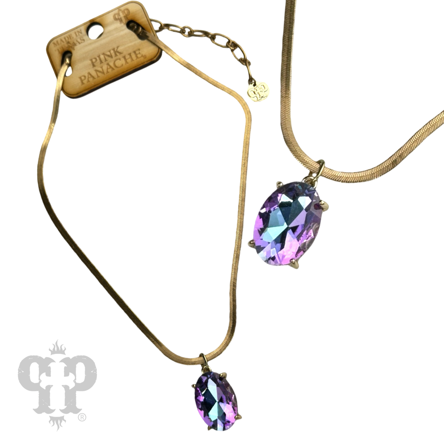 Oval rhinestone pendant necklace