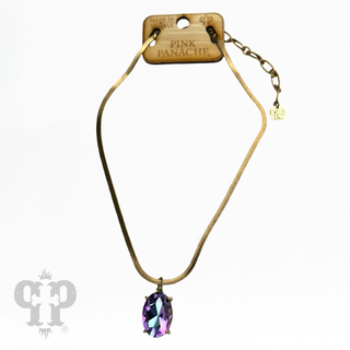 Oval rhinestone pendant necklace