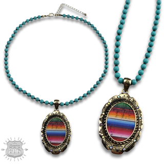 Serape print oval necklace