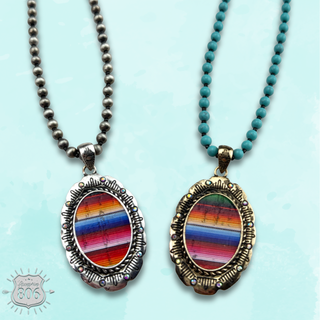 Serape print oval necklace