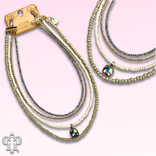 Four strand pendant necklace with Austrian crystal