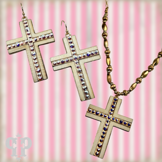 Rhinestone cross earring