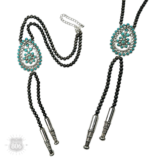 Western bolo style burnished pearl necklace