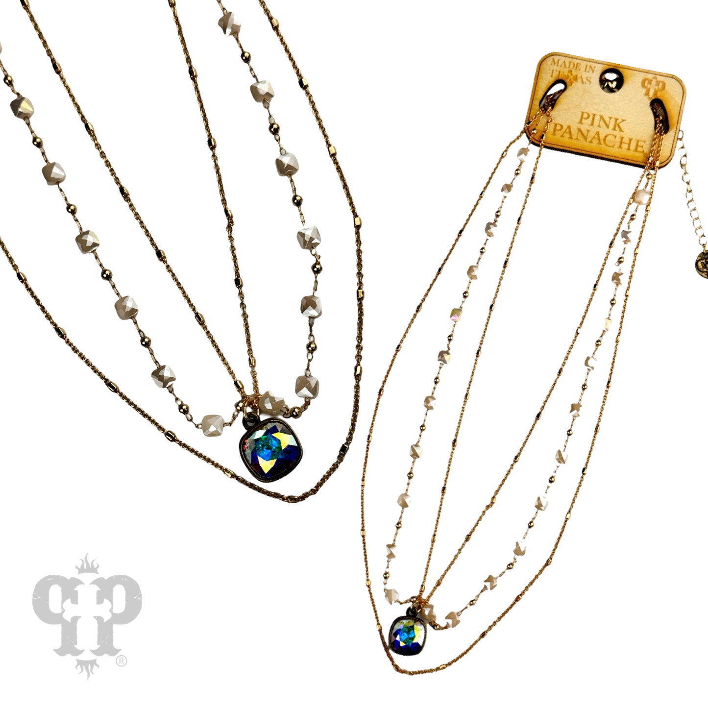 Delicate gold chain and faceted bead Austrian crystal drop necklace