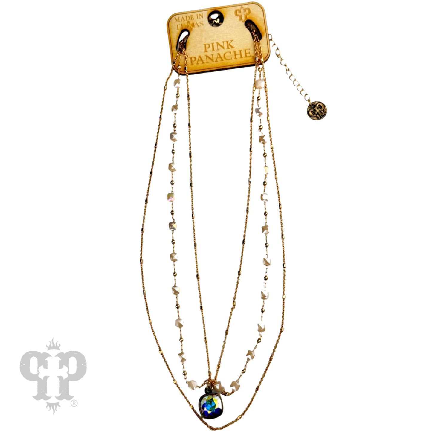 Delicate gold chain and faceted bead Austrian crystal drop necklace