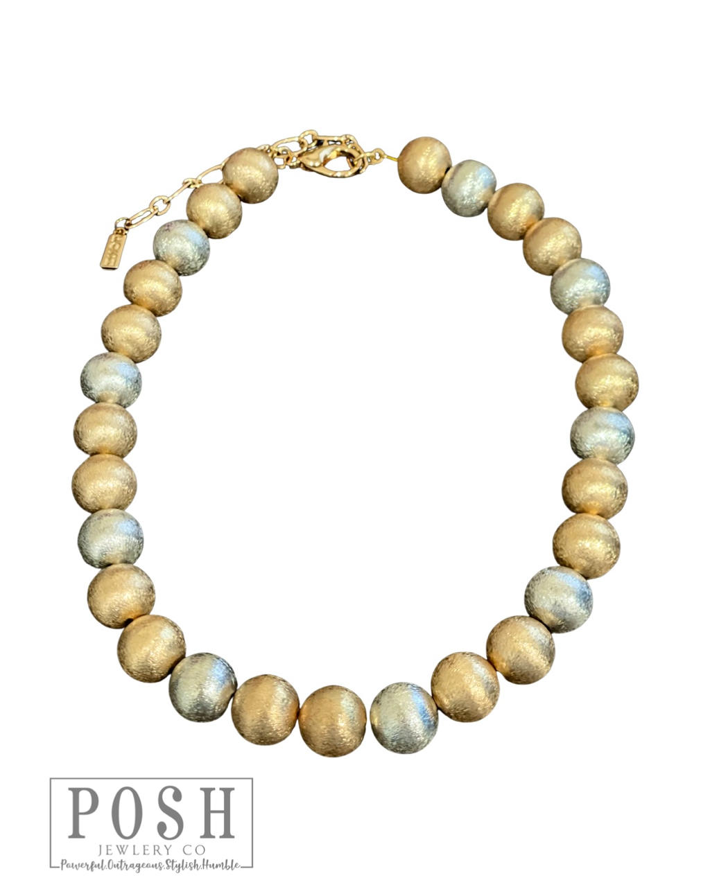 Brushed gold bead necklace, last call