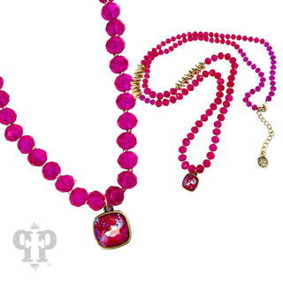 Faceted crystal long necklace with Austrian crystal pendant