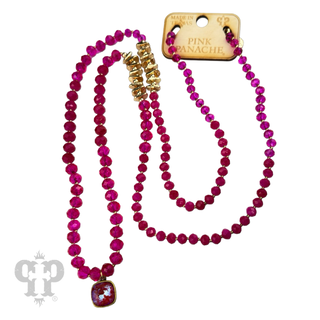 Faceted crystal long necklace with Austrian crystal pendant