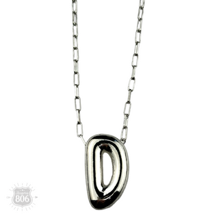 Silver letter pendant on necklace, initial monogram