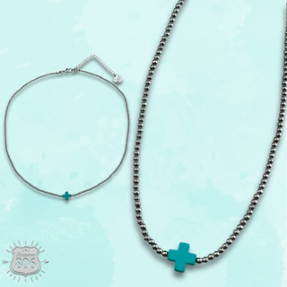 Cross beaded layering necklace
