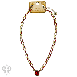 Enamel chain link pendant necklace, Austrian crystal