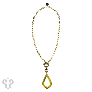 Tinsel wrapped diamond teardrop and Austrian crystal necklace - LC