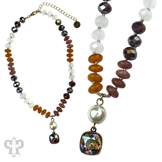 Stone and faceted bead neckace with Austrian crystal