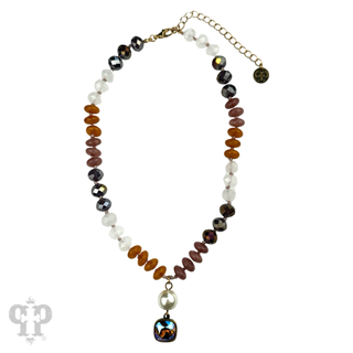 Stone and faceted bead neckace with Austrian crystal