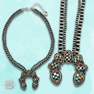 Checkerboard naja style necklace