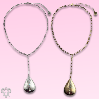 Large raindrop pendant necklace with Austrian crystals